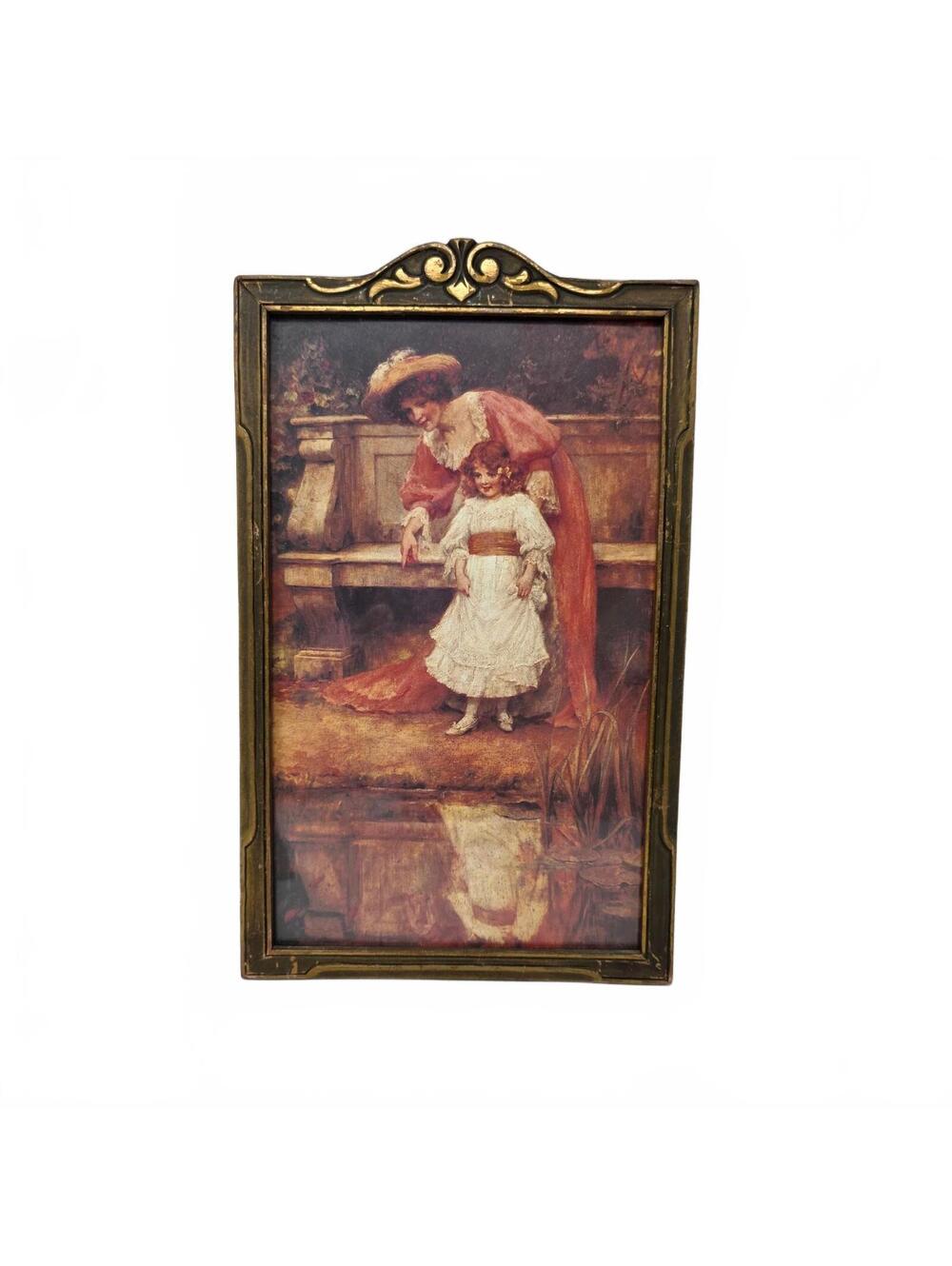 Vintage “There They Go” Knowles Framed Mother and Child Print 11.25"